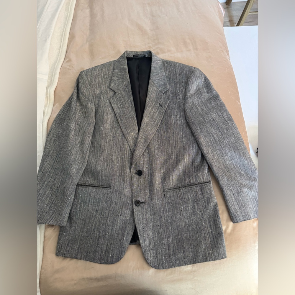 Pierre Balmain Black and Gray Herringbone Blazer